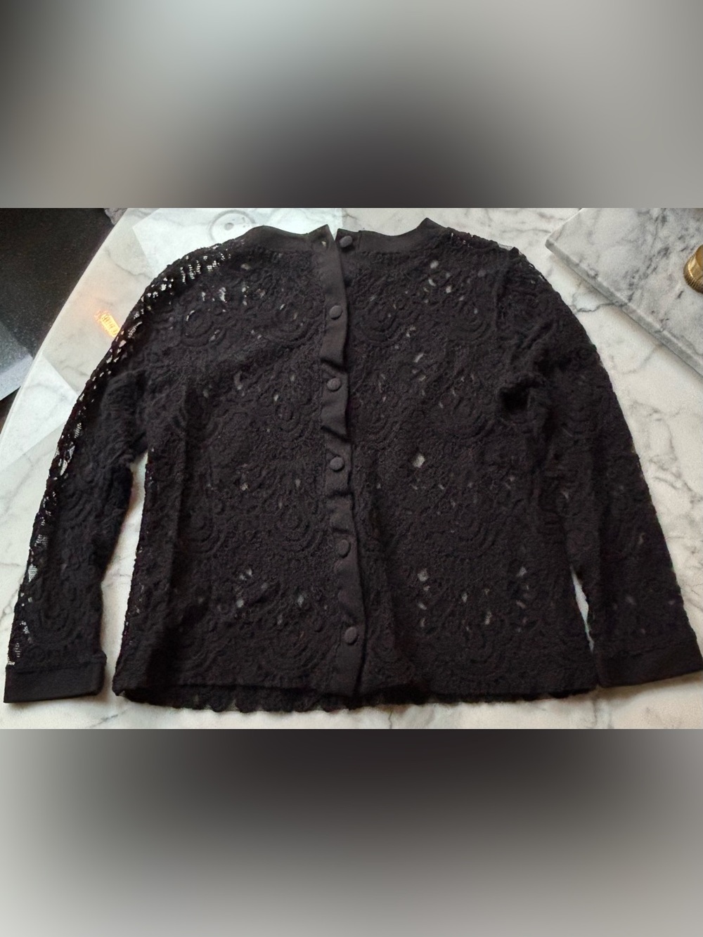 Banana Republic Black Lace Button-Down Blouse